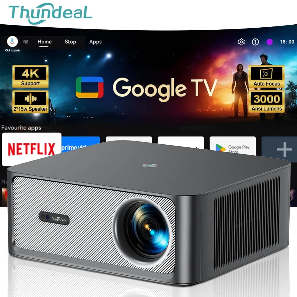 Proiettore ThundeaL TD98 Pro con Licenza Ufficiale Google Android TV ATV Full HD 1080P, Video 4K, WIFI, TD98Pro per Home Theater