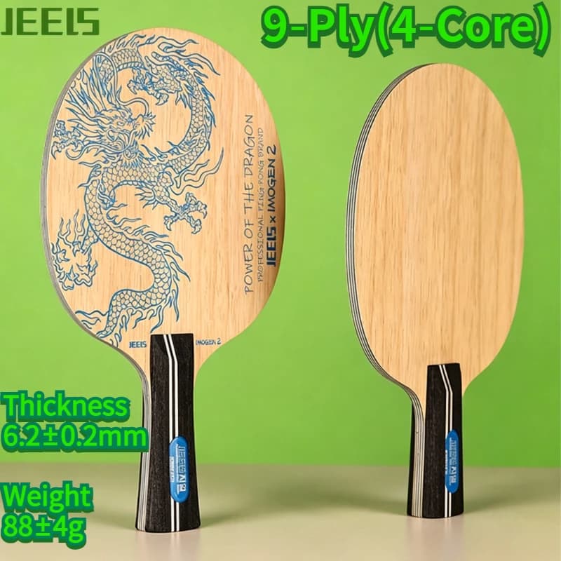 JEELS Blue Dragon Professional Table Tennis Racket Blade 4‑Core 9‑Ply Wood Inner‑Soft Outer‑Hard for Chopping&Long Pips Rubbers