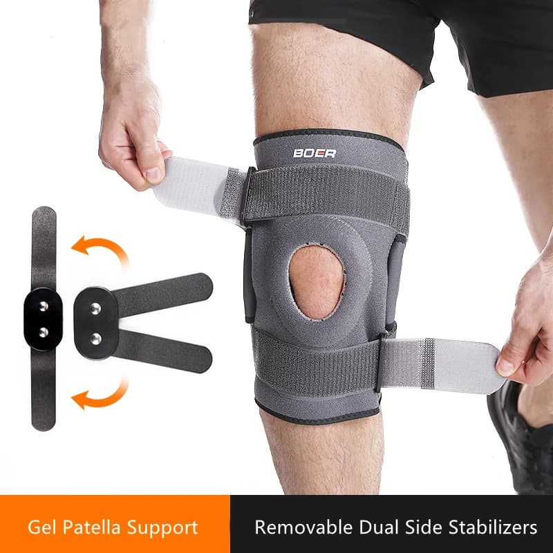 1 pz ginocchiera incernierata supporto per ginocchio Gel Patella ginocchiera protezione cinturino con doppio stabilizzatore laterale menisco lacrima artrite