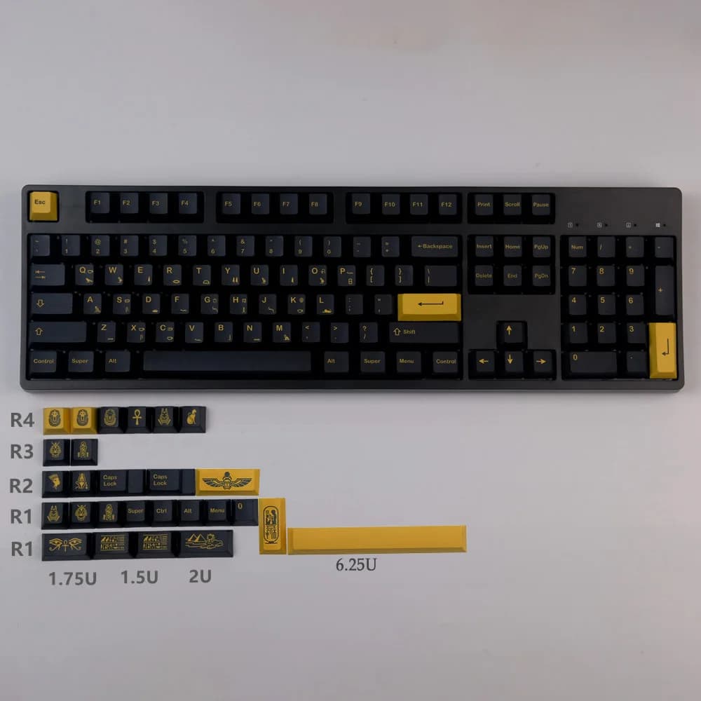 GMK Military Black and Yellow Simple Personality Keycaps 131 Keys PBT DYE-Sublimation tastiere meccaniche Keycap Cherry Profile