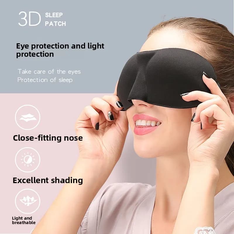 3D Sleep Eye Mask for Men Women Soft Padded Light Blocking Contoured Blindfold Adjustable Strap for Travel Nap Night Sleep Aid