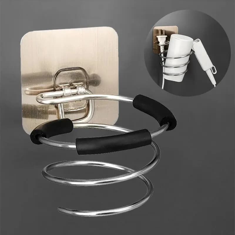Wall spiral organizer for plate and hairdryer, bathroom holders, storage box, shelf