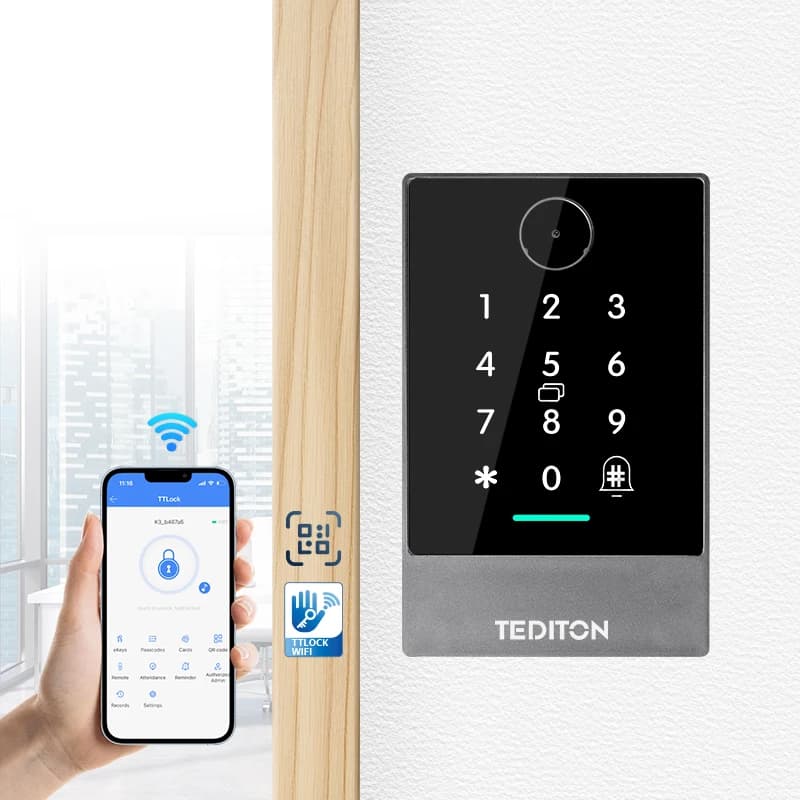 TEDITON IP66 TTlock Wifi Touch Keypad for Door Access Control System qr Code Access Control Access Control System With Camera