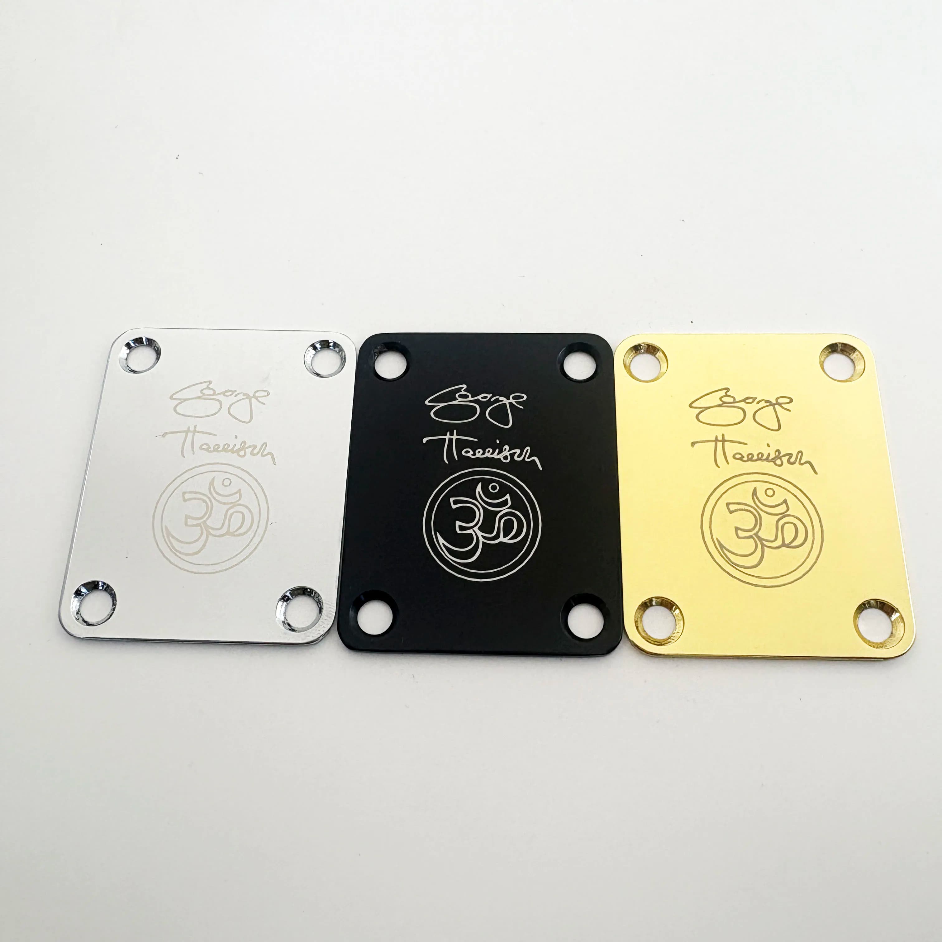 Chitarra elettrica George Harrison con piastra per il manico personalizzabile con numero di serie in oro/argento/nero