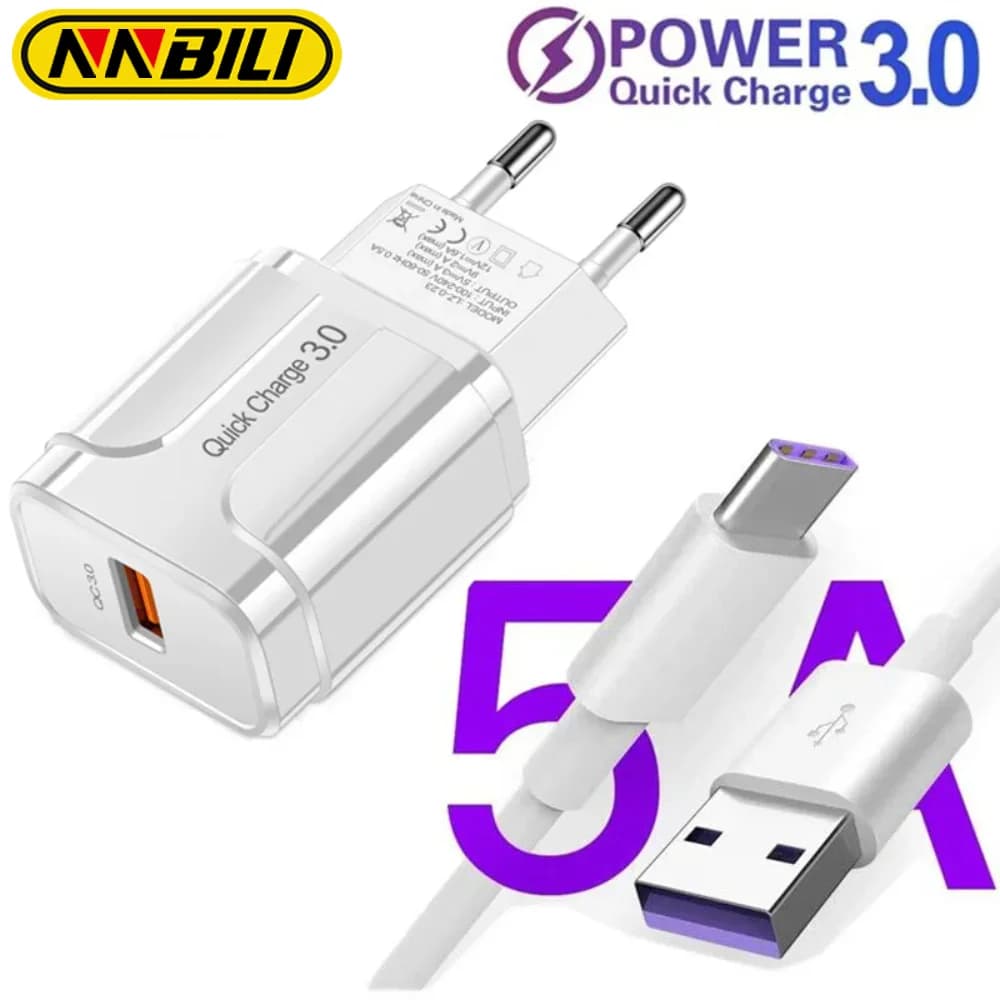 NNBILI Quick Charge 3.0 Caricatore USB da 18 W Adattatore per caricabatterie da muro a ricarica rapida per iPhone 14 Samsung Xiaomi Caricatore per telefono con presa EU/US
