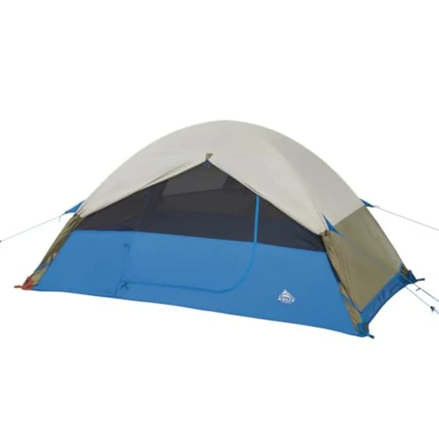 Camping shelter for 1-3 persons, polyester fabric, gray, full-coverage rainfly and lightweight aluminum poles