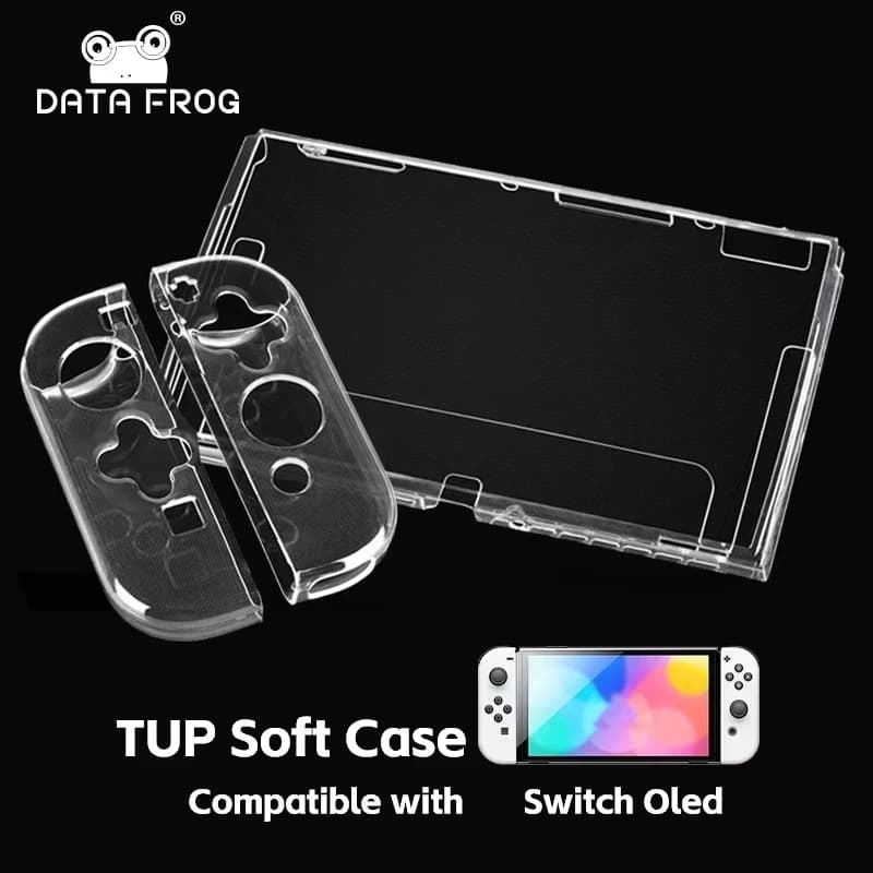 Data FrogTPU custodia protettiva morbida e trasparente custodia protettiva con cornice trasparente per accessori per console di gioco Switch oled