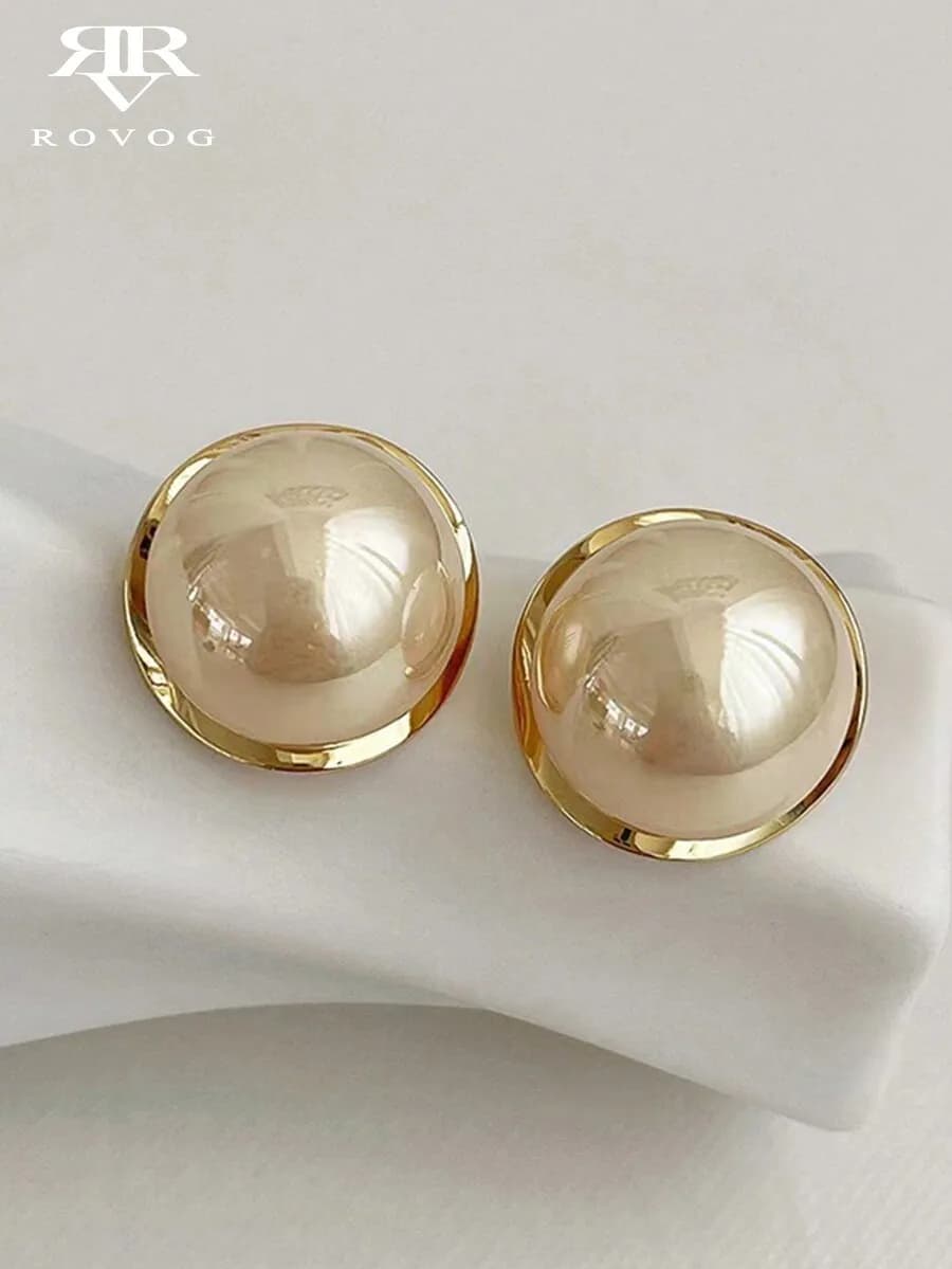 1 pair minimalist elegant faux pearl geometric earrings for daily wear or party styling