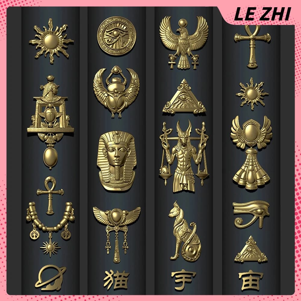 1 pz stile egiziano vintage 3D acrilico unghie arte stampo in silicone accessori regina sole aquila piramide modello manicure stampo fascino