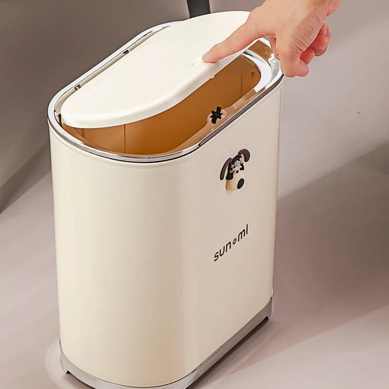 Ins Wind Light Luxury Garbage Can Household High aspetto Level premendo il coperchio a molla simpatico cartone animato fessura bidone della spazzatura bidone della composta
