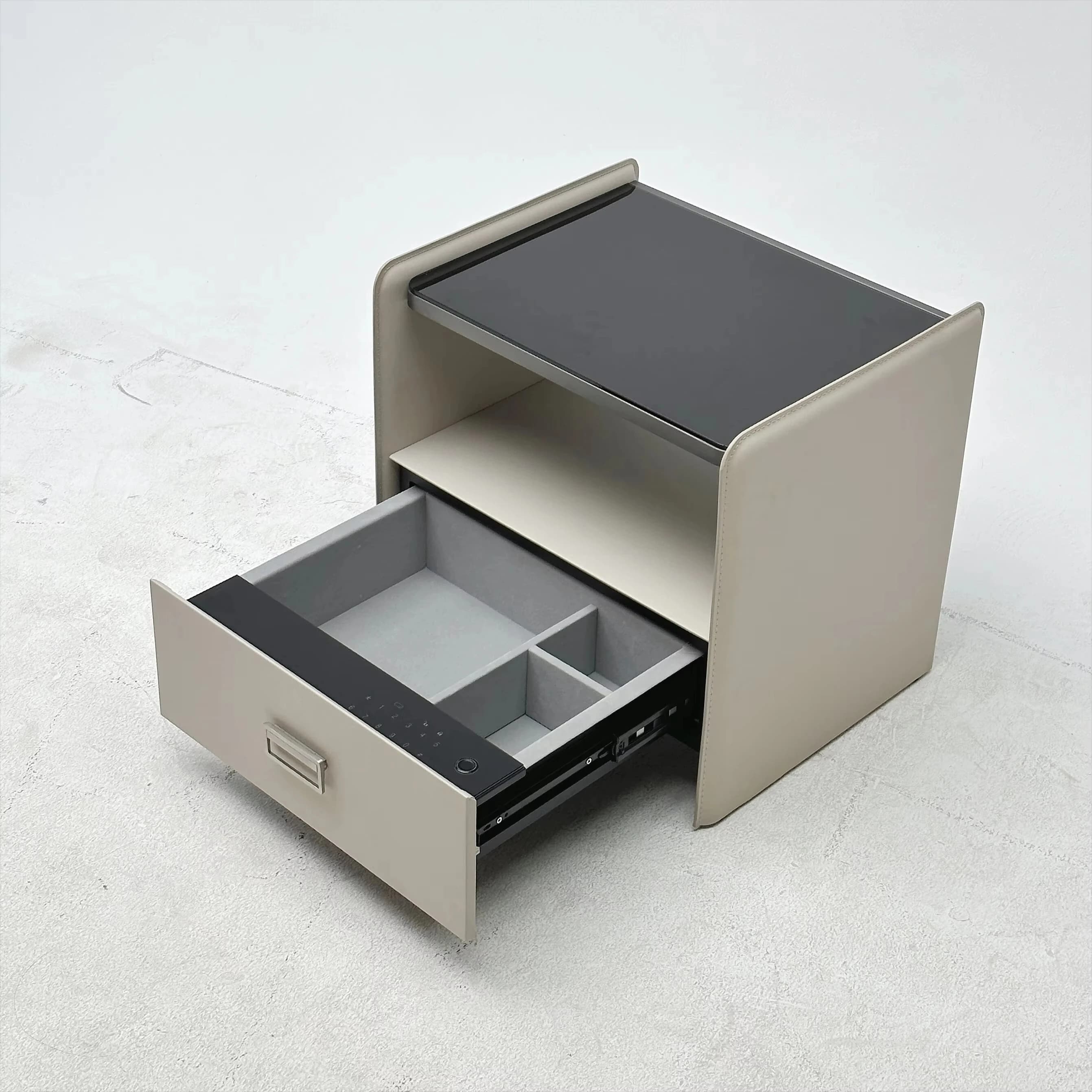 Comodino moderno, semplice e elegante in legno con serratura a impronta digitale e combinazione per soggiorno o camera da letto