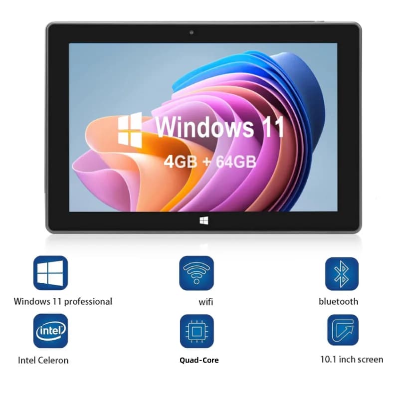 1920 x 1200 Risoluzione IPS Tablet PC Windows 11 da 10,1" Intel N3350 4 GB RAM 64 GB ROM Quad Core Doppia fotocamera Tipo-C Porta HDMI