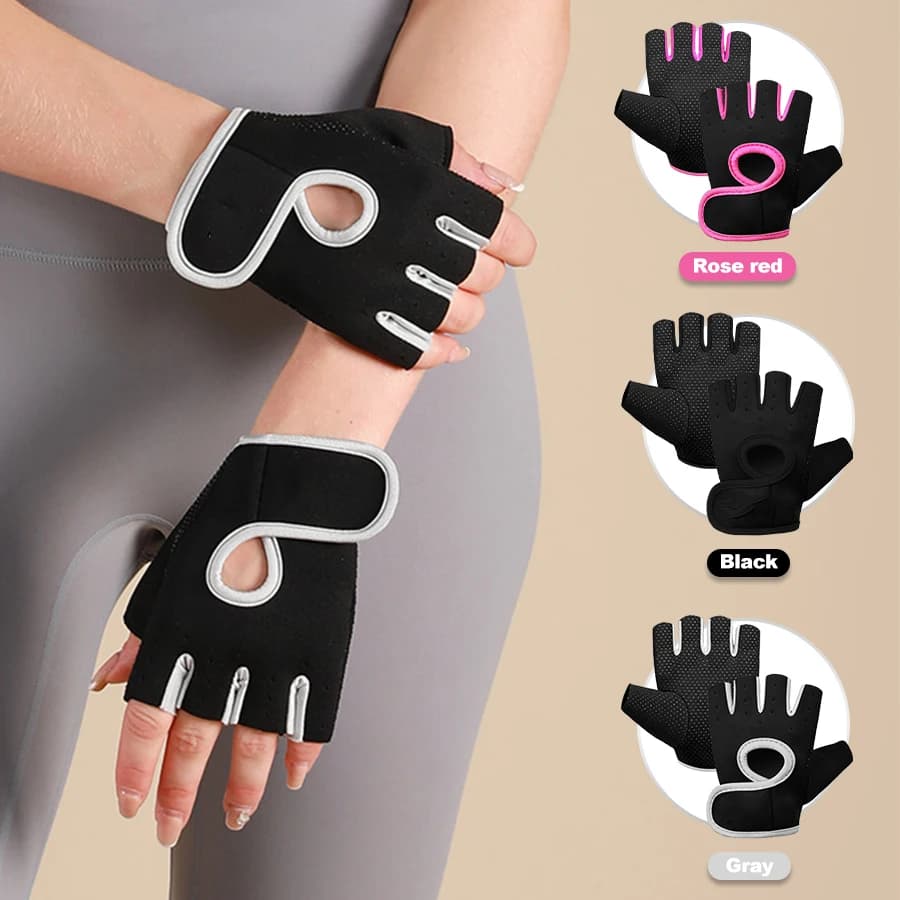 Guanti da Allenamento per Uomo e Donna, Guanti Sportivi Ventilati con Impugnatura Antiscivolo in Silicone, Ideali per Fitness, Sollevamento Pesi, Ciclismo