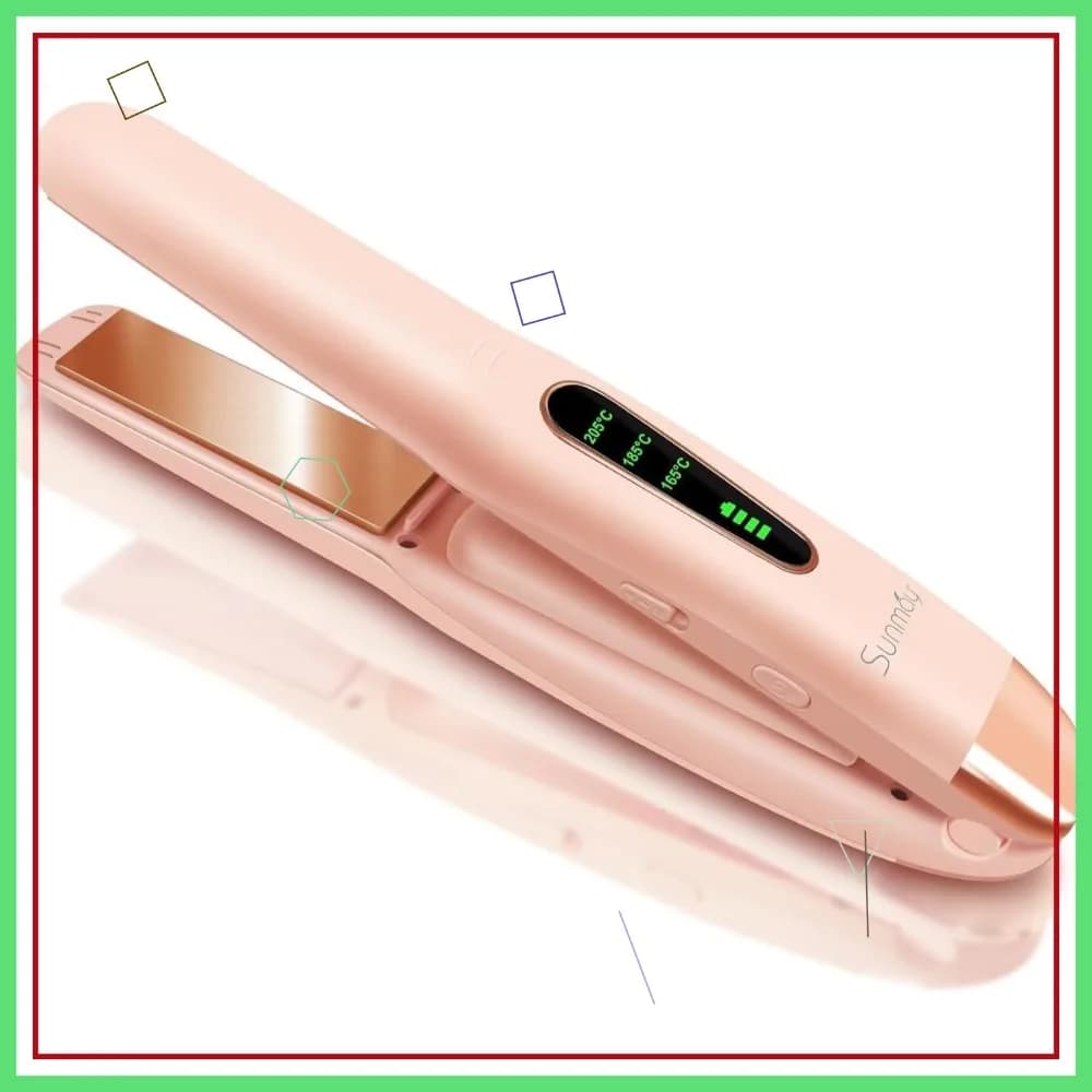 Piastra per Capelli Senza Fili, Ferro da Stiro in Titanio da Viaggio con Pettine e Clip, Doppio Voltaggio, Ricarica Rapida USB-C