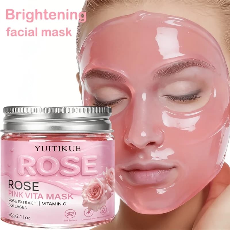 YUITIKUE Mask Pink Life | Rose extract + Vitamin C and Collagen | For a Bright and Hydrated Skin 60g