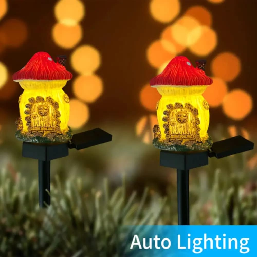 Luce Solare LED per Prato Multiuso, Design Impermeabile, Casetta delle Fate in Miniatura, Decorazione Esterna Alimentata a Energia Solare, Casetta in Resina