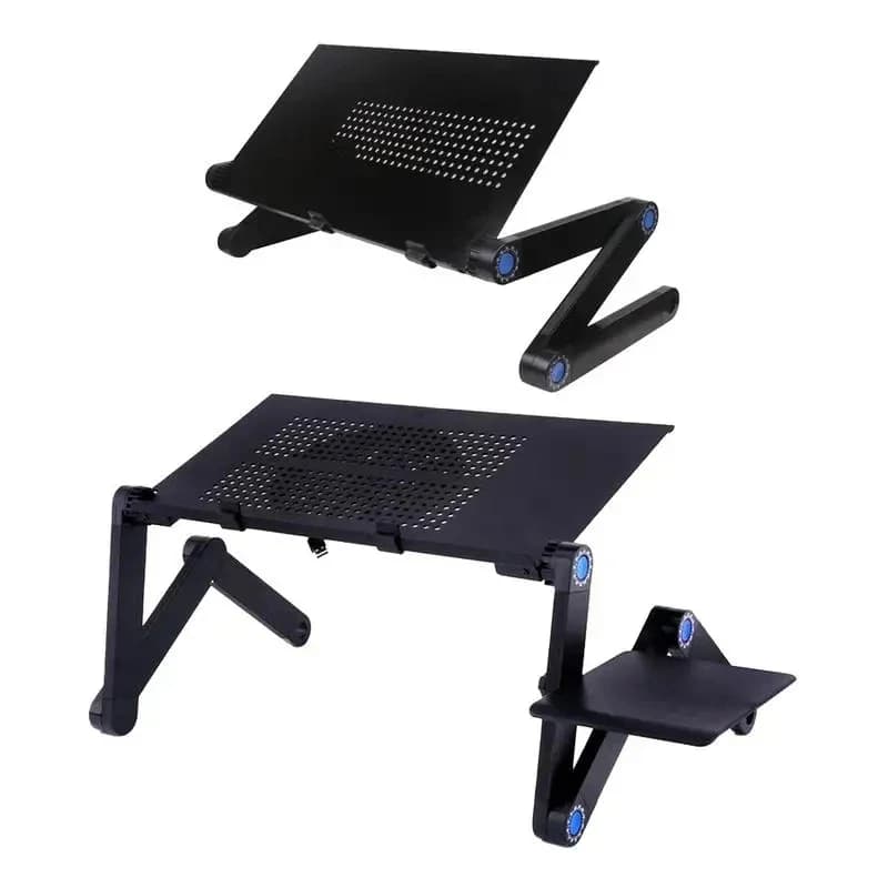 Portable adjustable laptop desk stand, ergonomic folding desk bed sofa, PC laptop desk with mouse pad cooler