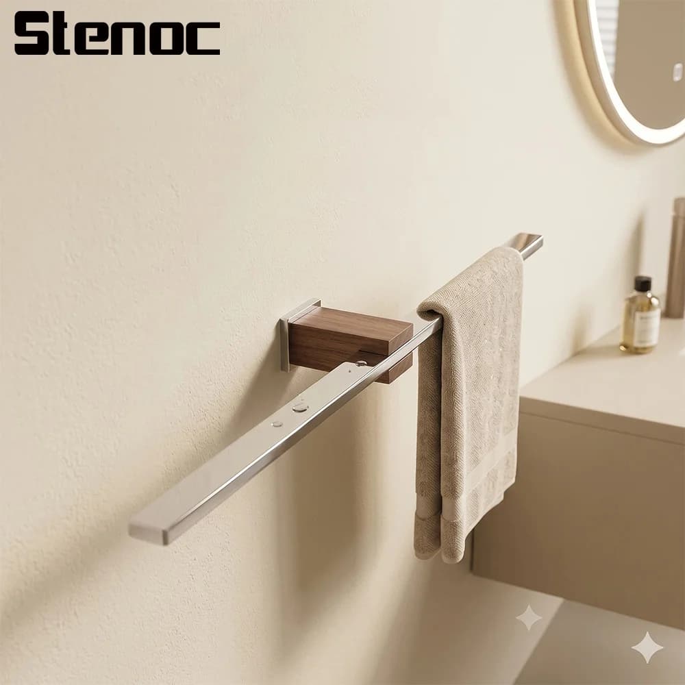 Silver Stainless Steel Wall-Mounted Towel Bar Towel Rack Towel Holder Bathroom Shelf Kitchen Storage Rack Bathroom Hardware
