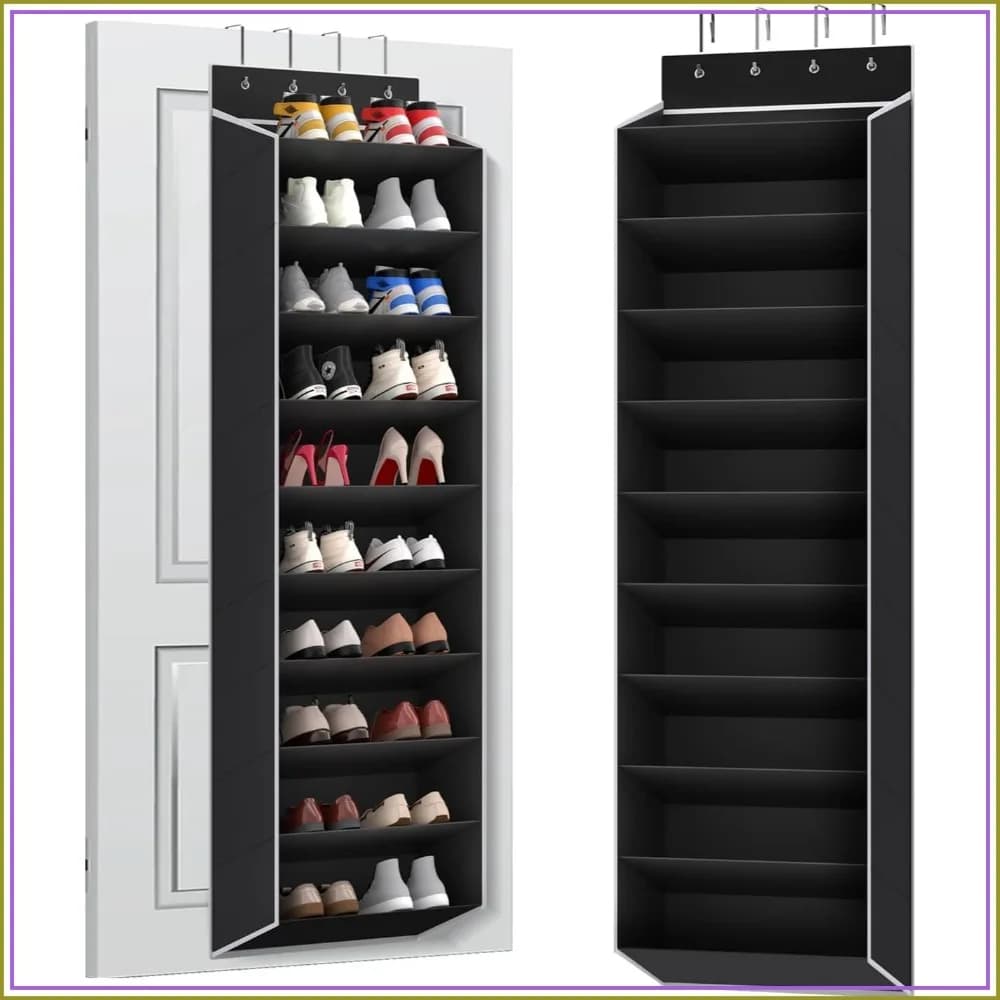 10 Tier Large Over Door Shoe Organizer, Hanging Storage with Deep Pockets, Fits 20 Pairs for Sneakers and Boots