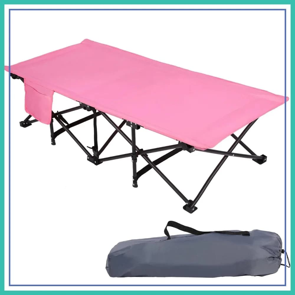 Lettino da Viaggio Portatile per Bambini 2-7 Anni, Leggero per Esterni e Interni con Borsa per il Trasporto, Rosa 53x26 Pollici