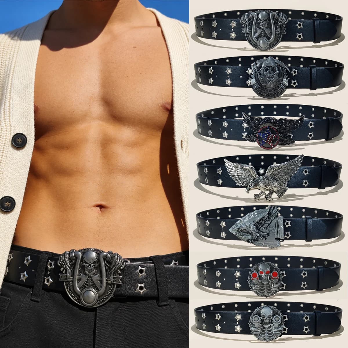 Nuova cintura punk alla moda in pelle PU stile Y2K per uomo e donna - Accessorio trendy da regalare, cinture neutre per la vita a vita alta, taglie forti