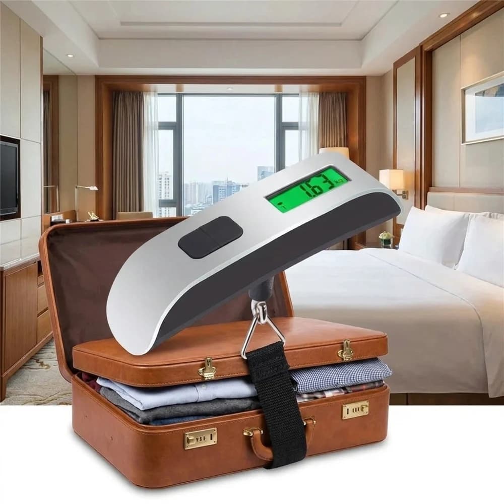 Bilancia Digitale Portatile per Bagagli con Display LCD, 110lb/50kg, Strumento Elettronico per Pesare Valigie e Bagagli da Viaggio