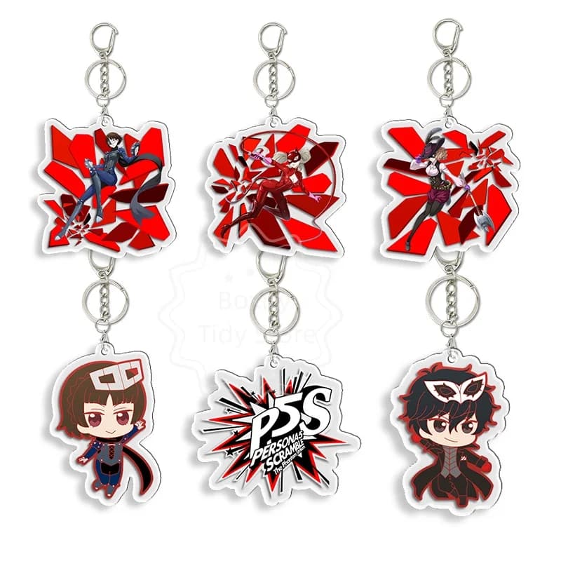 Persona 5 Strikers Acrylic Keychains P5 Joker Makoto Anne Haru Cute Anime Key Ring Bag Charms Cosplay Collection