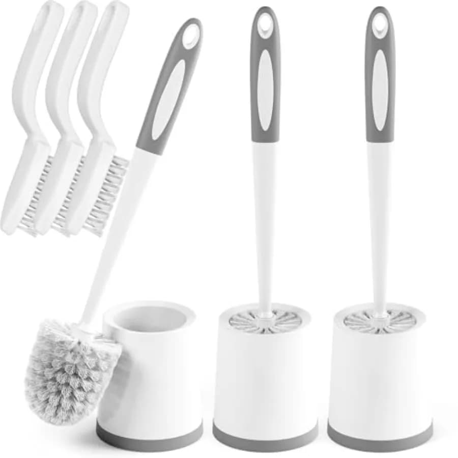 Toilet Brush, 3 Pack Toilet Brushes for Bathroom with Holder, Bathroom Accessories Toilet Bowl Brush with 3 Clean Brush, Toilet