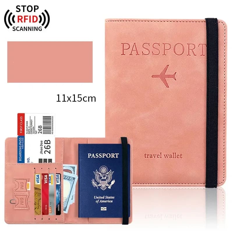 Custodia per passaporto multifunzione vintage RFID con tasca per slot per carte di credito ID Custodia per passaporto in pelle PU da viaggio