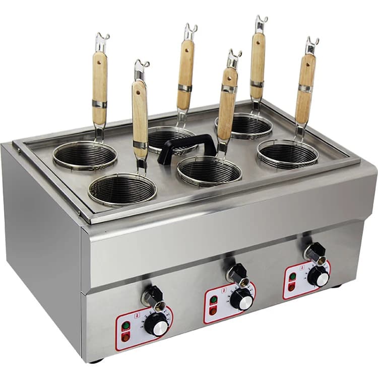 Cuocipasta Elettrico Commerciale a 4 Cestelli, 4000W, in Acciaio Inossidabile