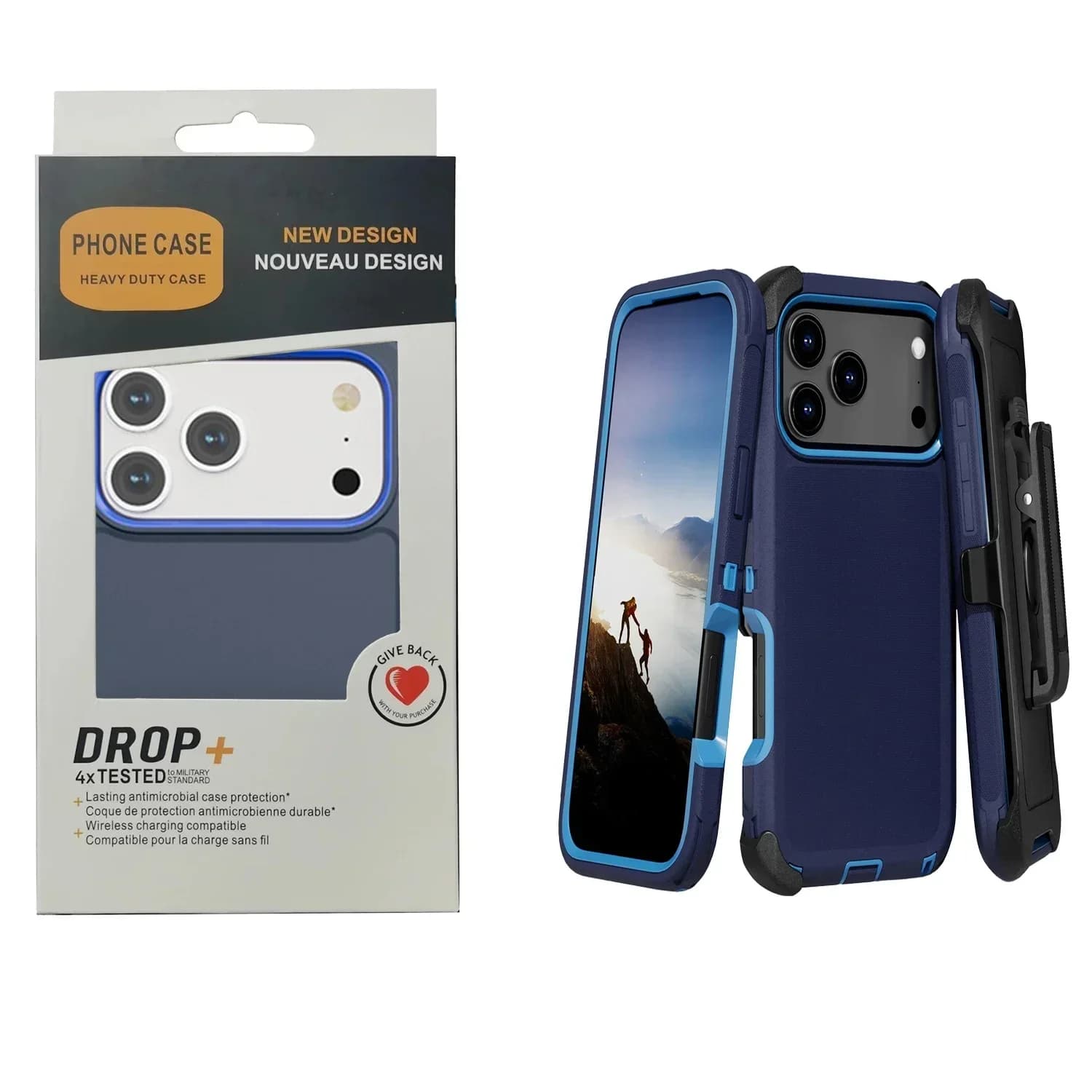 Custodia Defender antiurto resistente 3IN1 per IPhone 17 Pro Max 16 15 14 13 12 11 Robusta protezione ott con scatola di copertura con clip