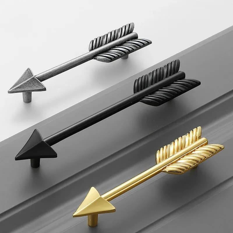 Maniglia JD Black Silver Arrow in lega di zinco dorata per mobili da cucina, pomelli e maniglie decorative originali per mobili e ferramenta per porte