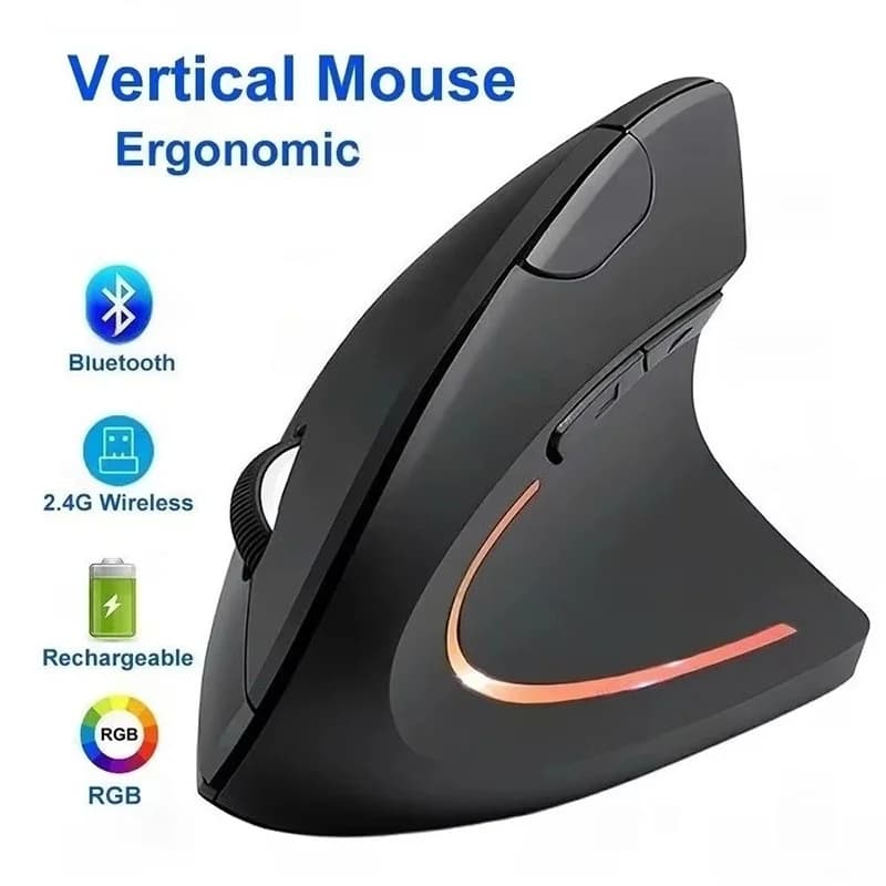 Mouse verticale ergonomico compatibile con Bluetooth a 2,4 GHz, impugnatura verticale, per gaming e studio, accessori per scrivania da gamer