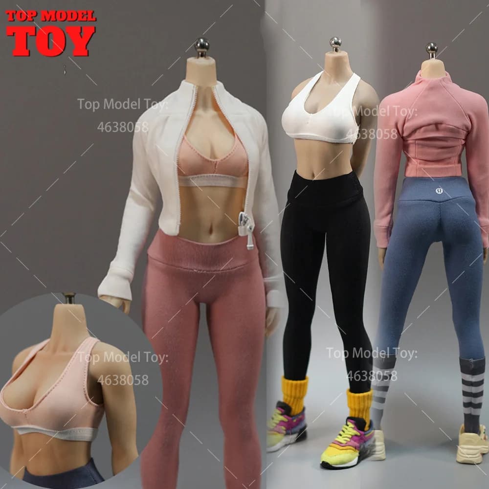 HAILI TOYS 1/6 Cerniera Magliette e camicette Leggings Sprots Vestiti di Yoga Modello Misura 12 ''TBL S53A S10D Soldato Femminile Action Figure Corpo Bambole