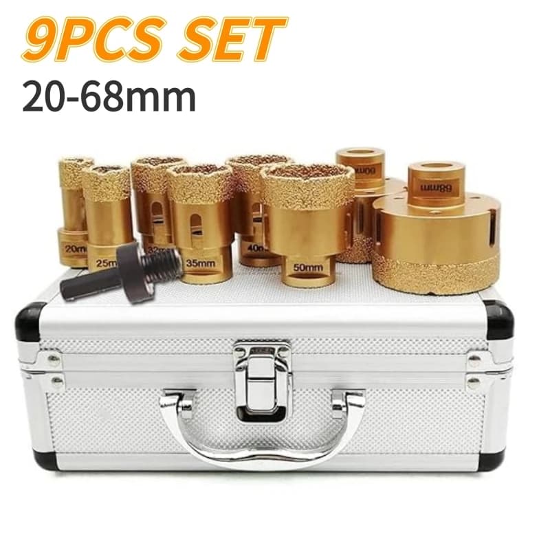 9PCS M14 Set di punte diamantate per pietra/granito/vetro/marmo/smerigliatrice angolare/set di punte da trapano 20-68mm Set di strumenti per punte da trapano