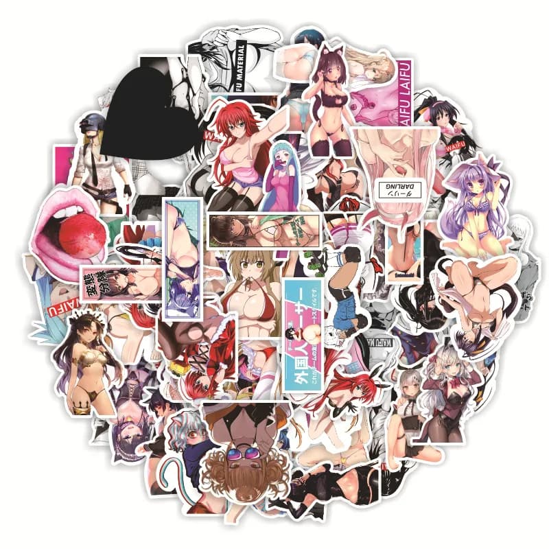 100 Pezzi Adesivi Decorativi Impermeabili per Quaderni e Tazze con Motivi Cartoon Sexy e di Bellezza