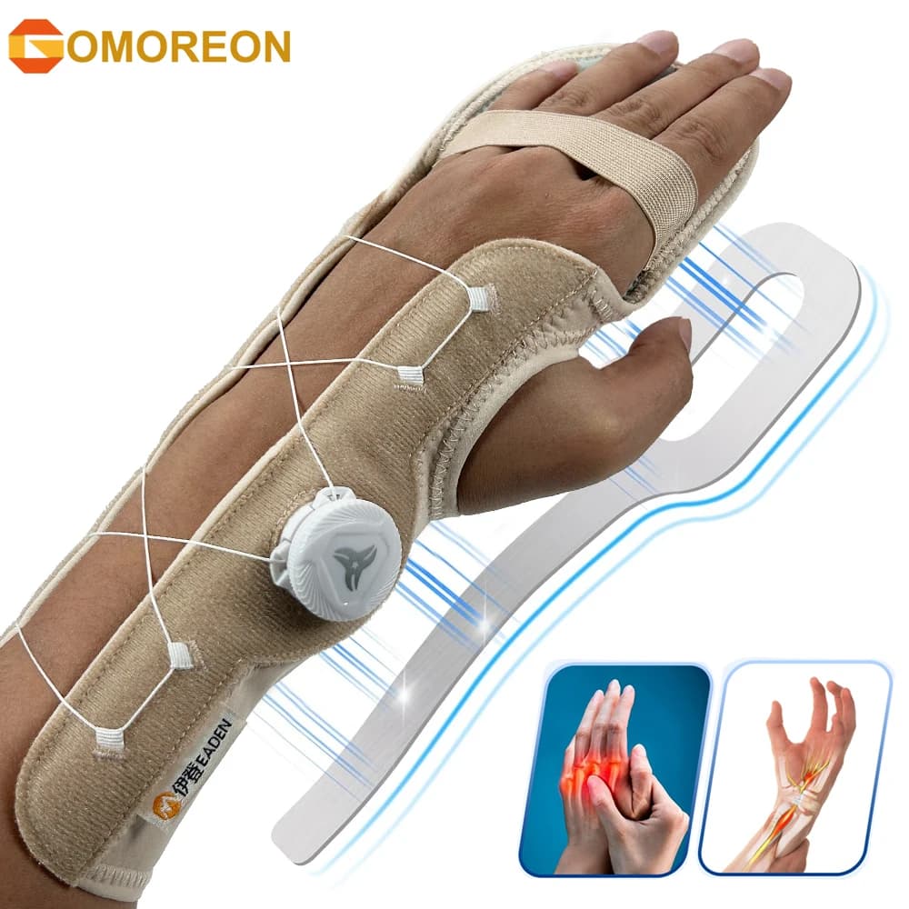1 Pezzo Tutore per Mano con Manopola Regolabile, Immobilizzatore Notturno con Stecche Rimovibili per Sollievo dal Dolore, Supporto per Mano e Polso