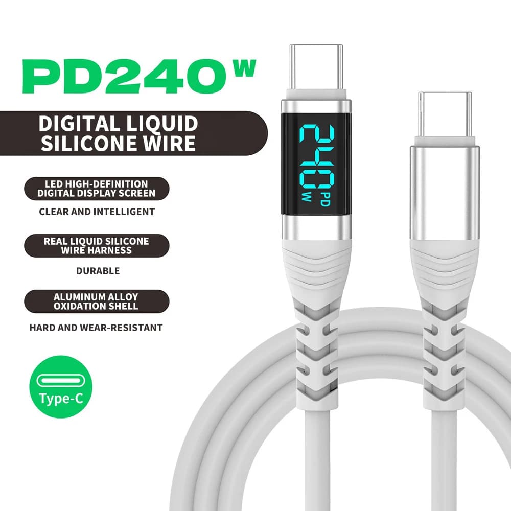 Cavo di ricarica tipo C super veloce da 240 W, cavo dati USB tipo C da 0,5 m a 2 m, compatibile con iPhone 15, 16, Samsung S24, S23, Huawei