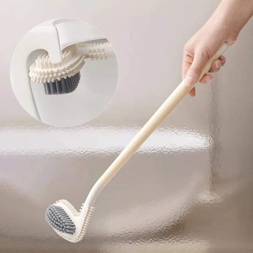 Double-sided Toilet Brush Extended Handle Toilet Brush Cleaner Double-sided Curved Bristle Scrubber Waterproof Wall-mounted