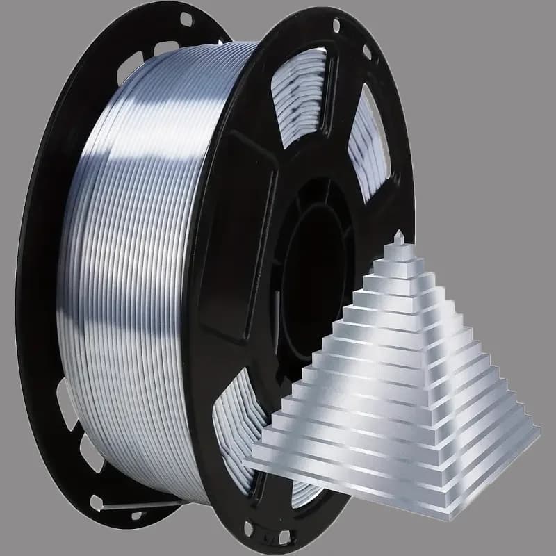 Filament PLA Silk Silver 1.75mm for 3D Printer with Polished Surface, Filament PLA Silk Polished 250g 3D Printing Coil.