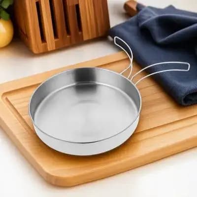 Foldable Handle Portable Stainless Steel Frying Pan Outdoor Cooking Pot Camping Skillet Hiking Mini Fry Pan Outdoor Cooking Pot