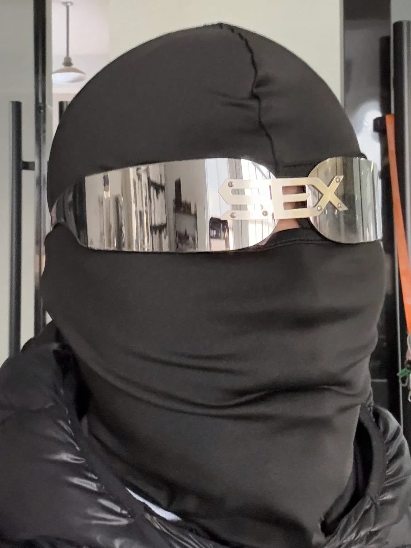 Occhiali da sole Cyberpunk Sci-Fi con logo SEX per feste e cosplay