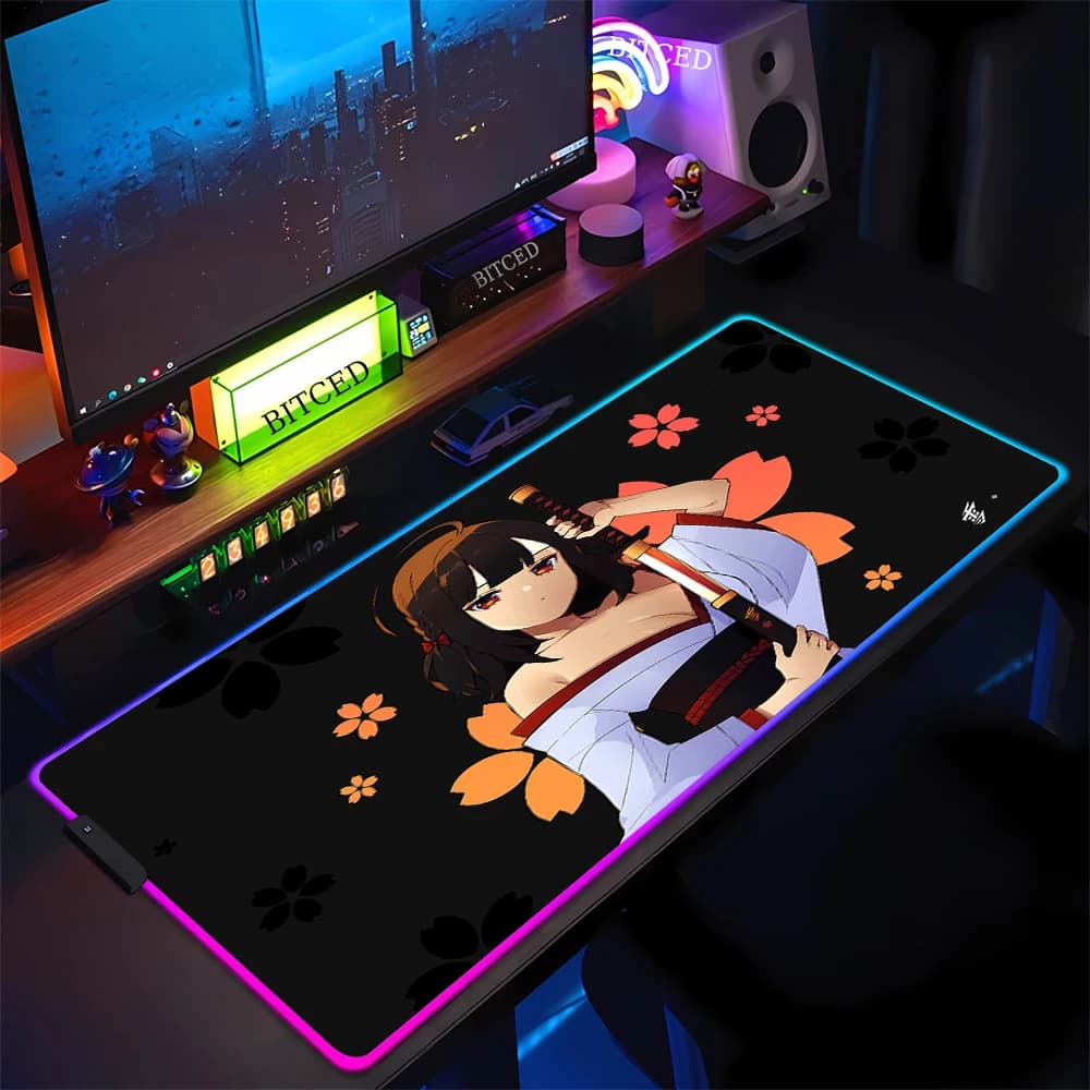 Tappetino per Mouse con tappetino per Mouse RGB retroilluminato XXL Yuki Aim tappetino per Mouse da gioco a LED di grandi dimensioni tappetino per tastiera ufficiale per Computer portatile con stampa HD