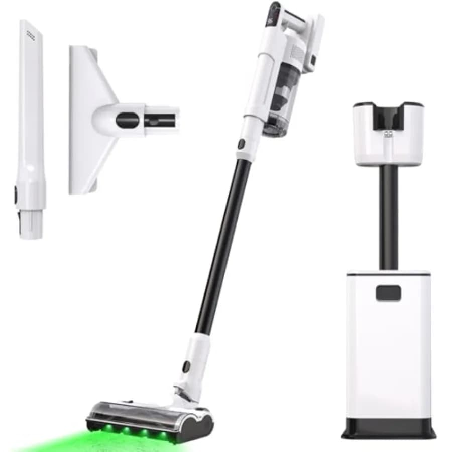 Aspirapolvere Senza Fili con Stazione di Svuotamento Automatico, Filtro HEPA, Aspiratore Portatile per Mobili, Base Ricaricabile, Motore Esclusivo