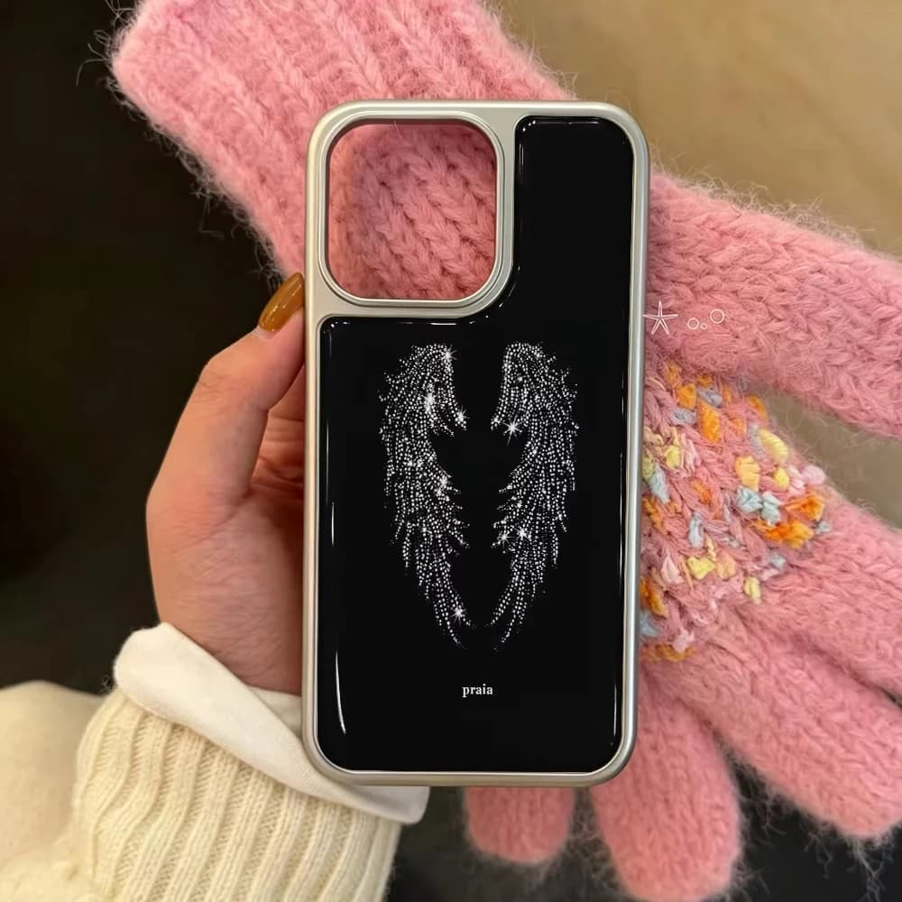 Y2k Unique Stylish Angel Wing Drip Glue Phone Case For IPhone 17 16 15 14 13 12 11 Air Pro Max Plus Luxury Shockproof Back Cover