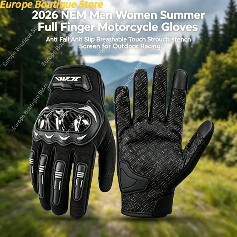 Guanti da moto estivi a dita intere per corsa all'aperto, anti-caduta, antiscivolo, traspiranti, touchscreen, per uomo e donna