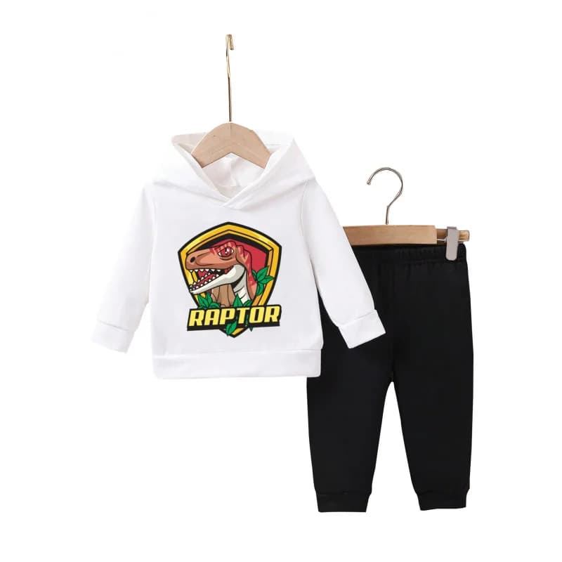 IURNXB Baby Kids RAPTOR Print Sweatsuits 2pc Children Clothes Set Hoodie Top Pants Outfits Playwear 1-6Y