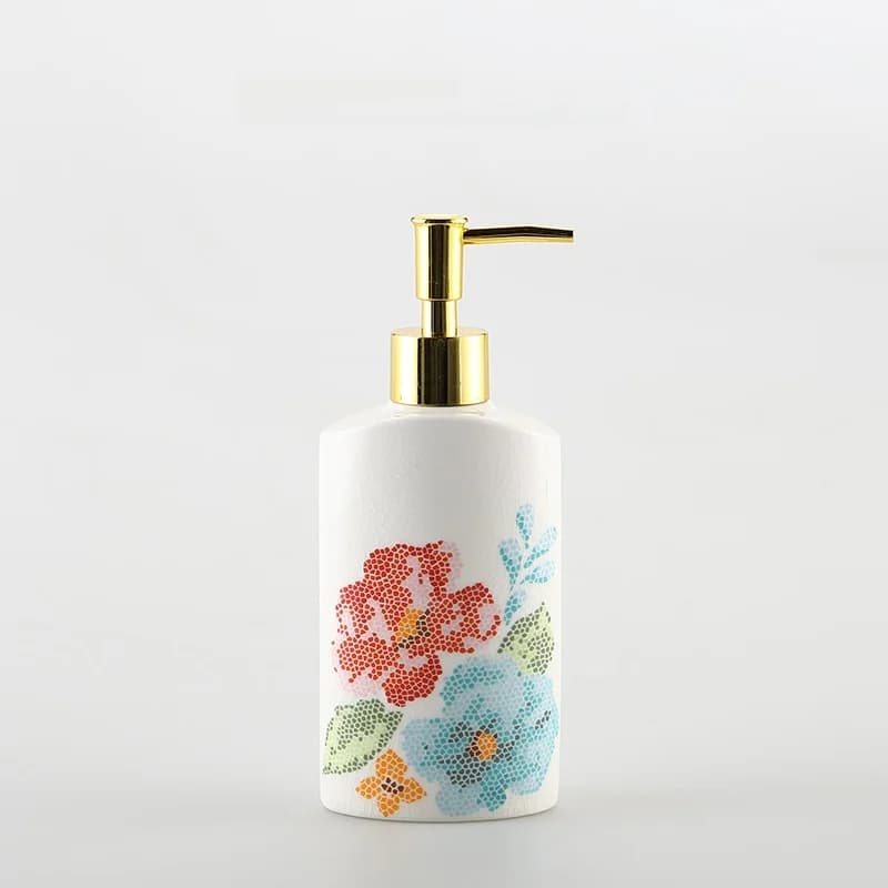 Dispenser di Sapone in Ceramica KULE HOME, Bottiglia per Gel Doccia da Hotel, Flacone con Erogatore per Disinfettante Mani, Separatore per Liquidi e Creme