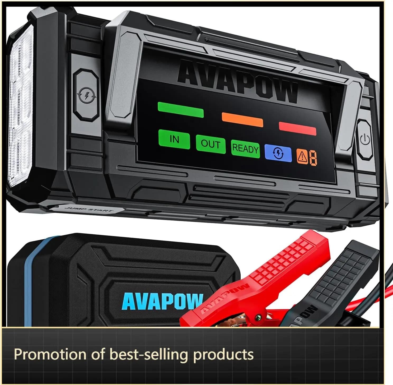Avviatore di Emergenza Portatile 8000A 12V per Auto, Compatibile con Motori Benzina e Diesel, con Ricarica Rapida PD 30W e Display HD da 4 Pollici