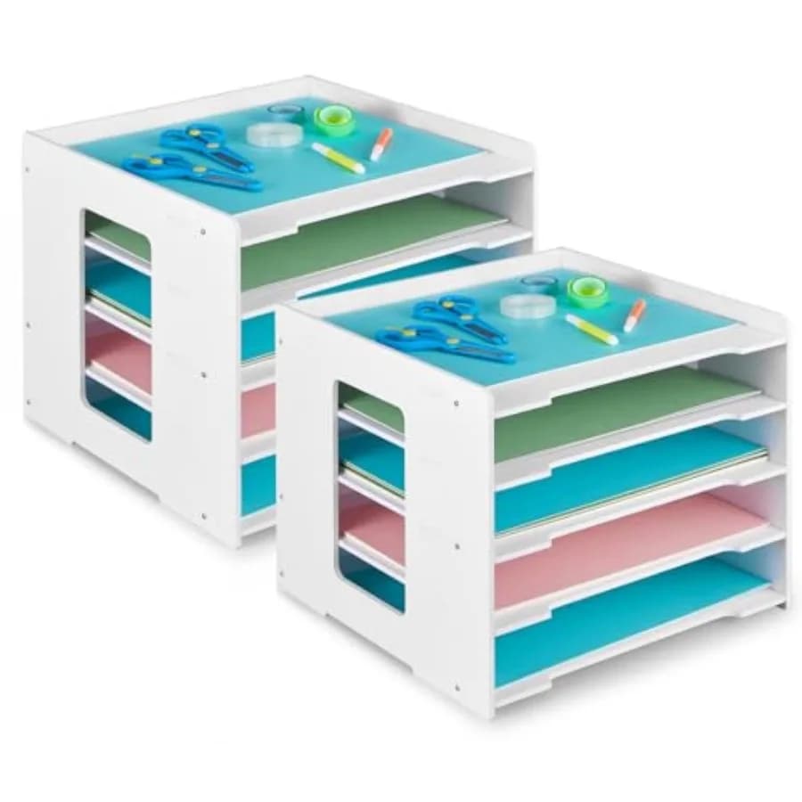 Set di 2 Organizzatori per Carta da Scrapbooking, Portadocumenti da Scrivania Impilabili, Decorazioni per Casa e Ufficio